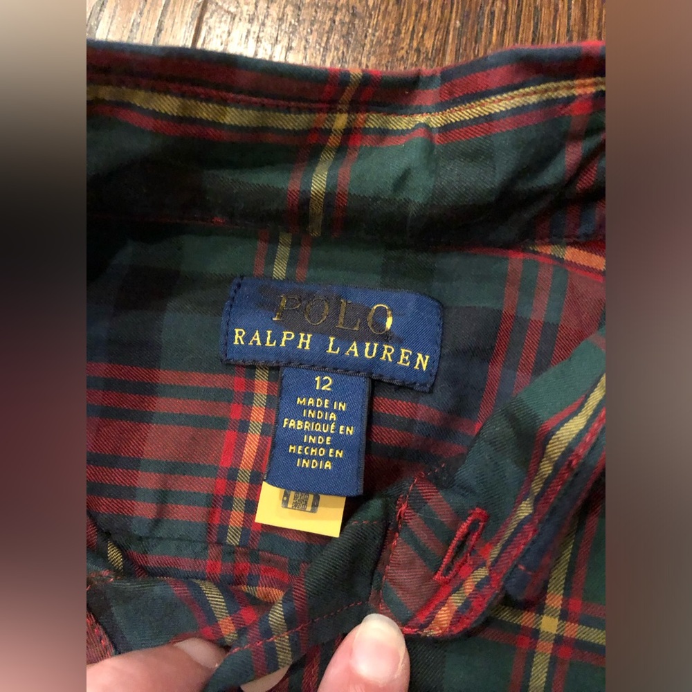 Polo Ralph Lauren Girls 12 Red/Blue/Green Tartan Plaid Collared Shirt Dress - Picture 7 of 10